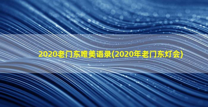2020老门东唯美语录(2020年老门东灯会)